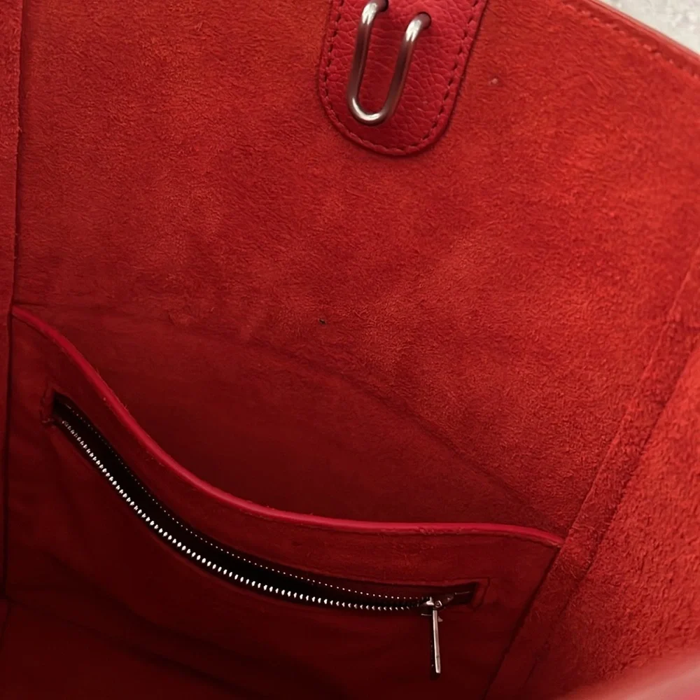 Celine Sangle Small Bucket Bag, Small Grain Calfskin, Red, Like New - Picture 11 of 15